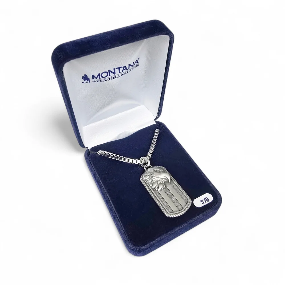 Montana Silversmiths Men's Patriotic Strength Dog Tag Necklace Retail $70 - New